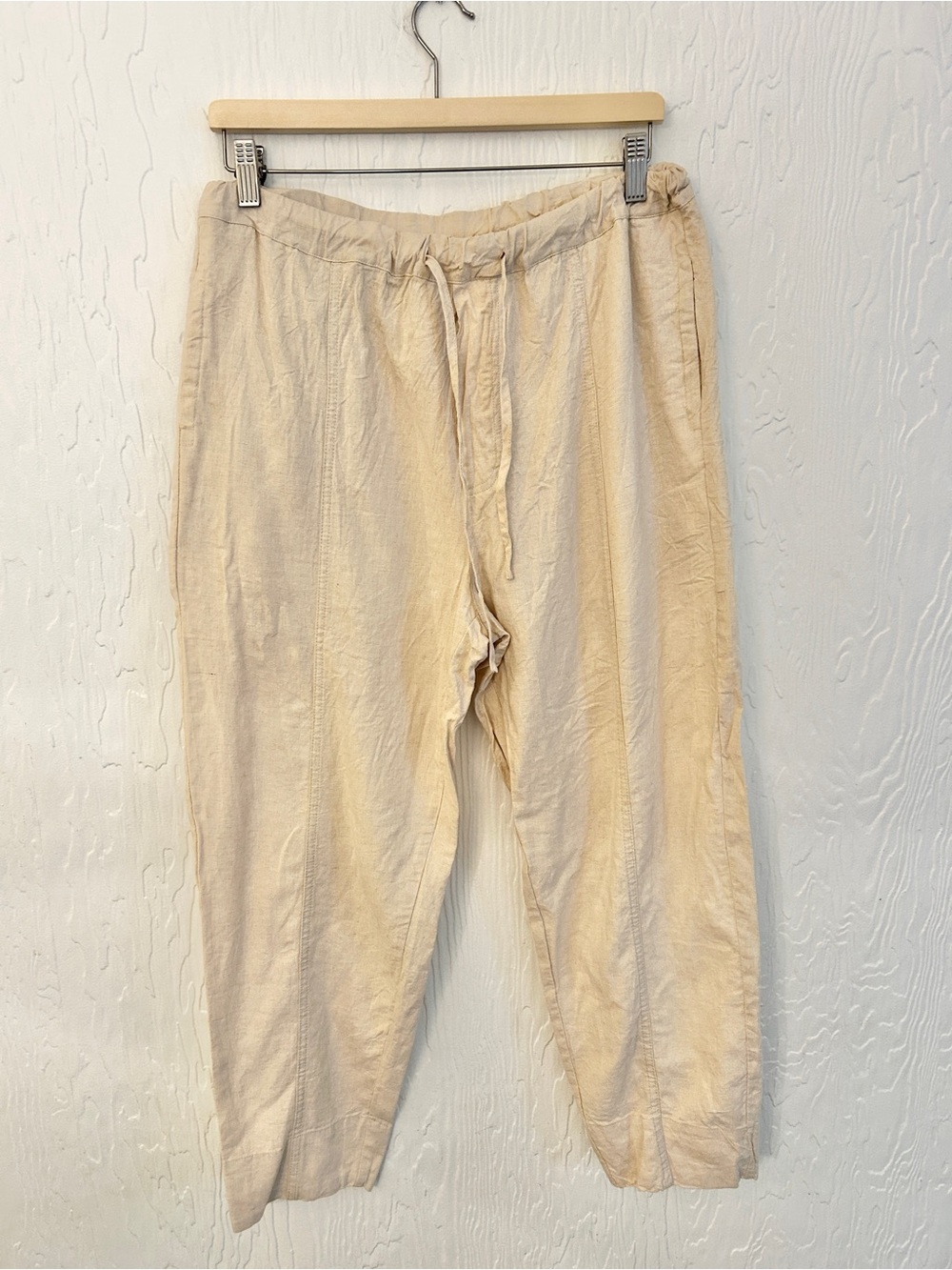 4OUR DREAMERS Linen Pant Neutral Beige Sz Large Desert Travel Beach Natural